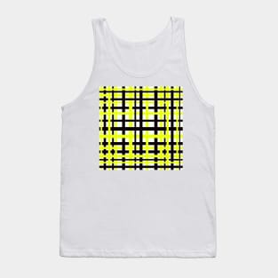 Interlocking Stripes Black White Yellow Tank Top